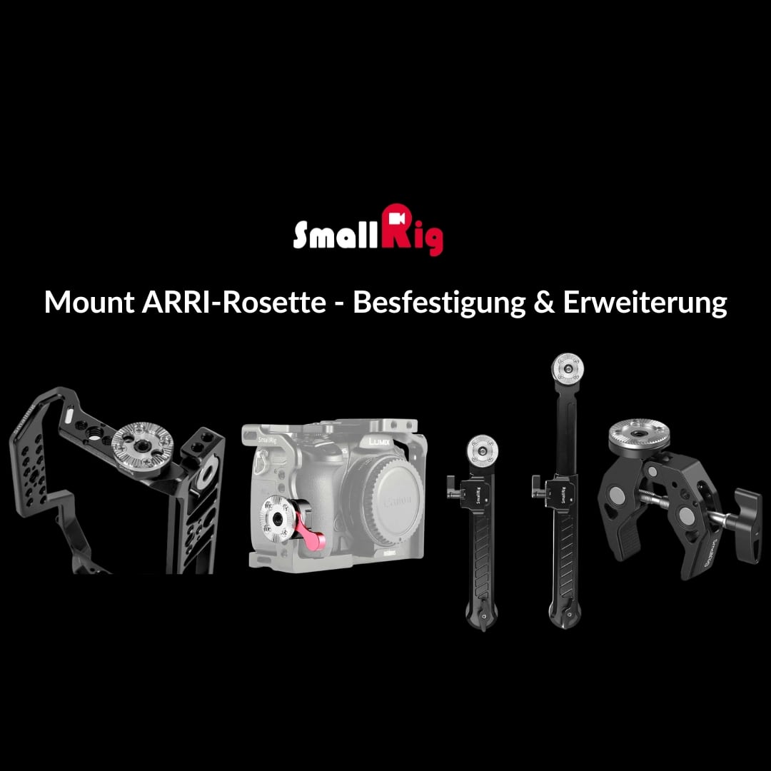 Smallrig, Superklemme mit ARRI-Rosettenhalterung SmallRig 4249, Arri Standard Rosette Bolt-On Mount (M6 Gewinde) SmallRig SAP 2804, Dogbone mit Arri Rosette
