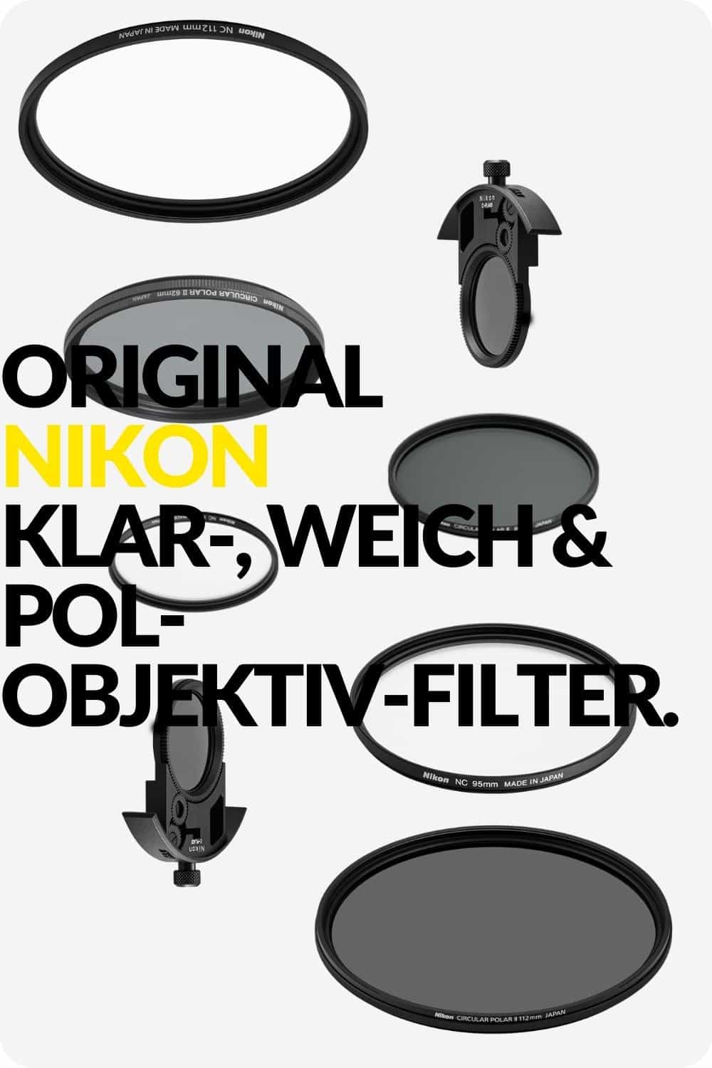 Nikon NC Filter, Klarglasfilter, Polfilter, Langzeitbelichtung, Zirkularfilter, Weichzeichnungsfilter, Original nikon Filter