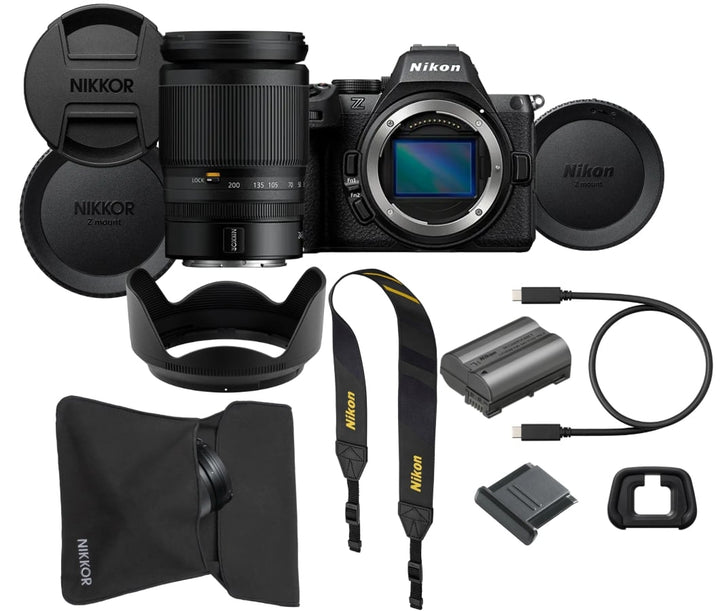 Nikon Z5 II Kit mit Nikkor Z 24-200mm Objektiv mit Akku, Tragriemen, Augenmuschel, Gehäusedeckel, USB-C Kabel, Objektivbeutel, gegenlichblende,  Rück- Frontdeckel für Objeki im Lieferumfang bei Kauf