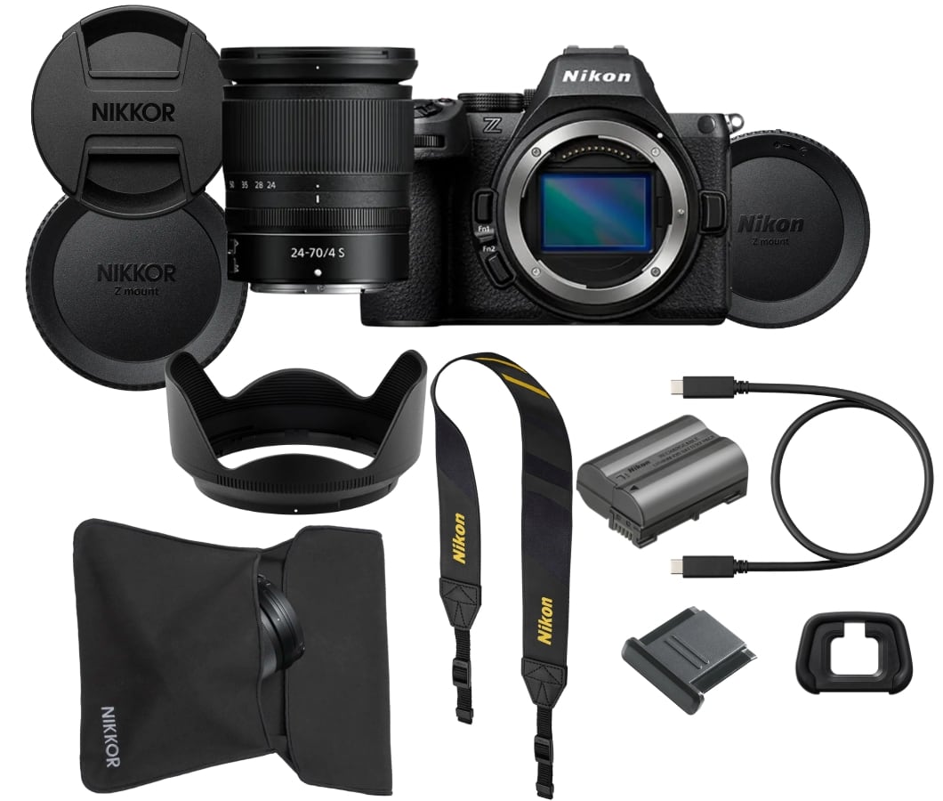 Nikon Z5 II Kit mit Nikkor Z 24-70mm Objektiv mit Akku, Tragriemen, Augenmuschel, Gehäusedeckel, USB-C Kabel, Objektivbeutel, gegenlichblende,  Rück- Frontdeckel für Objeki im Lieferumfang bei Kauf