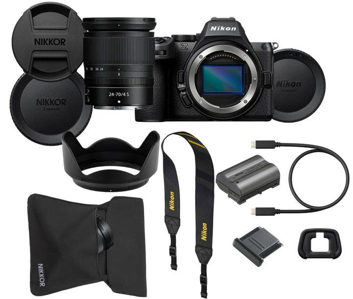 Nikon Z5 II Kit mit Nikkor Z 24-70mm Objektiv mit Akku, Tragriemen, Augenmuschel, Gehäusedeckel, USB-C Kabel, Objektivbeutel, gegenlichblende,  Rück- Frontdeckel für Objeki im Lieferumfang bei Kauf