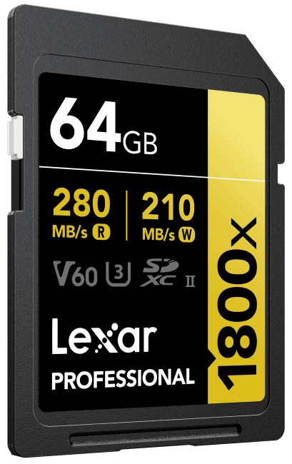 SD Speicherkarte SDXC UHS-II 1800x V60 64 Gigabyte, Empfohlenen Speicherkarte für Nikon Z30, Z50, Z Fc, Z5, Z6, Z7, D7500, D5600, D3500, D810, D800 