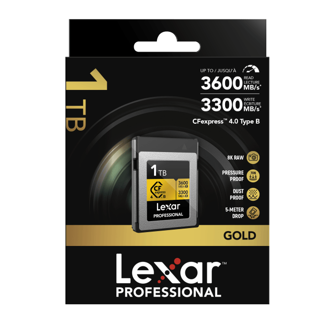 Lexar CFexpress PRO Type B GOLD 4.0 series 1TB - R3600/W3300MB/s, 843367135844, LCXEXP4001T-RNENG